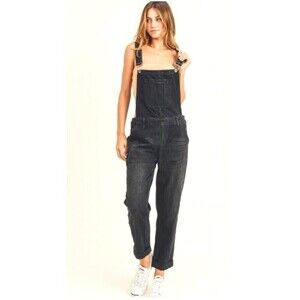 New Risen Braxton Women S Black Overalls Jeans Relaxed Fit Denim Distressed U4